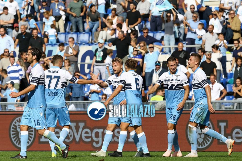 Lazio, la squadra esulta