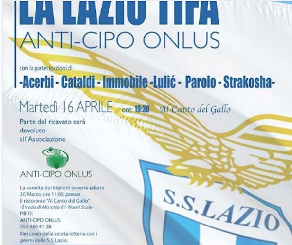 Lazio, cena Anti-Cipo Onlus