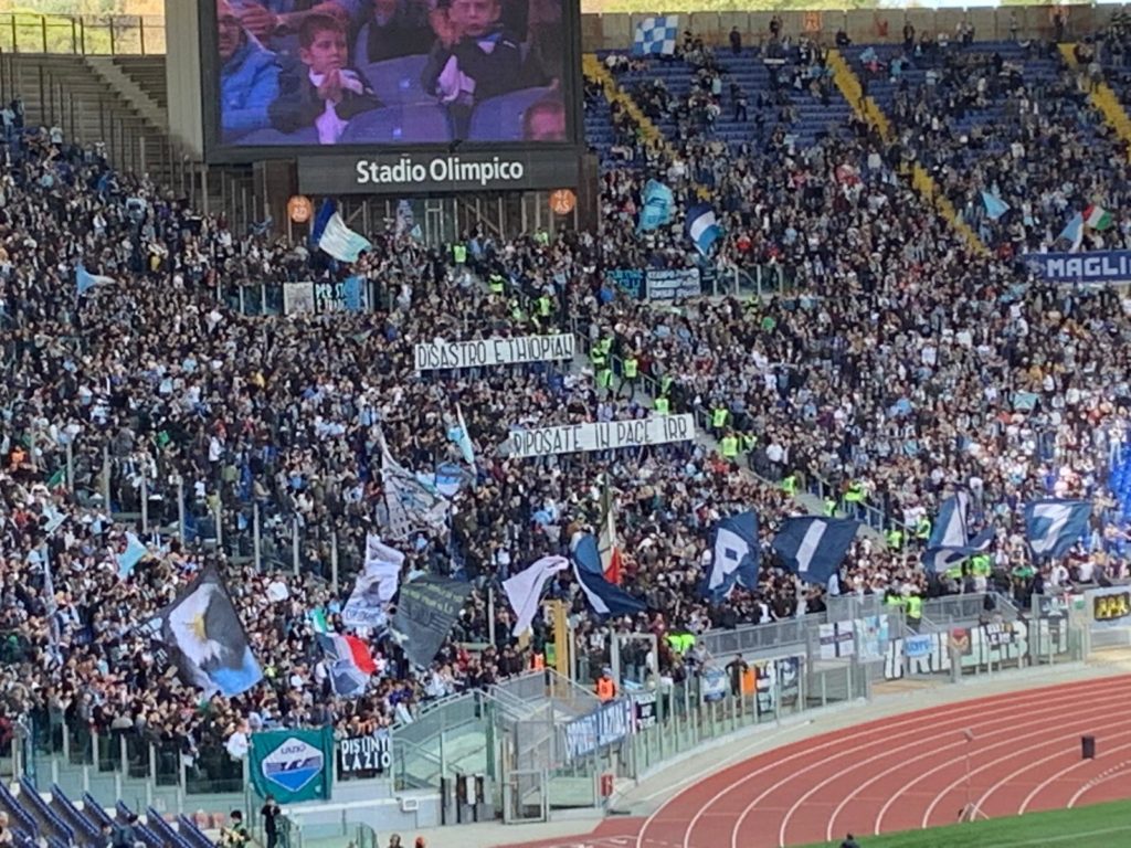 Lazio-Parma, striscione della Nord