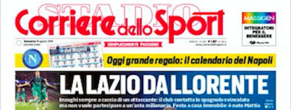 Rassegna stampa, Corriere dello Sport-Roma 18-08-2019