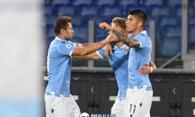 Lazio - Parma, esultanza squadra