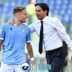Lazio - Genoa, abbraccio Simone Inzaghi e Ciro Immobile
