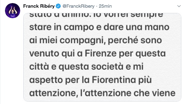 Fiorentina - Lazio, scuse Ribery