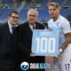 Lazio - Lecce, Ciro Immobile premiato per i 100 gol in biancoceleste