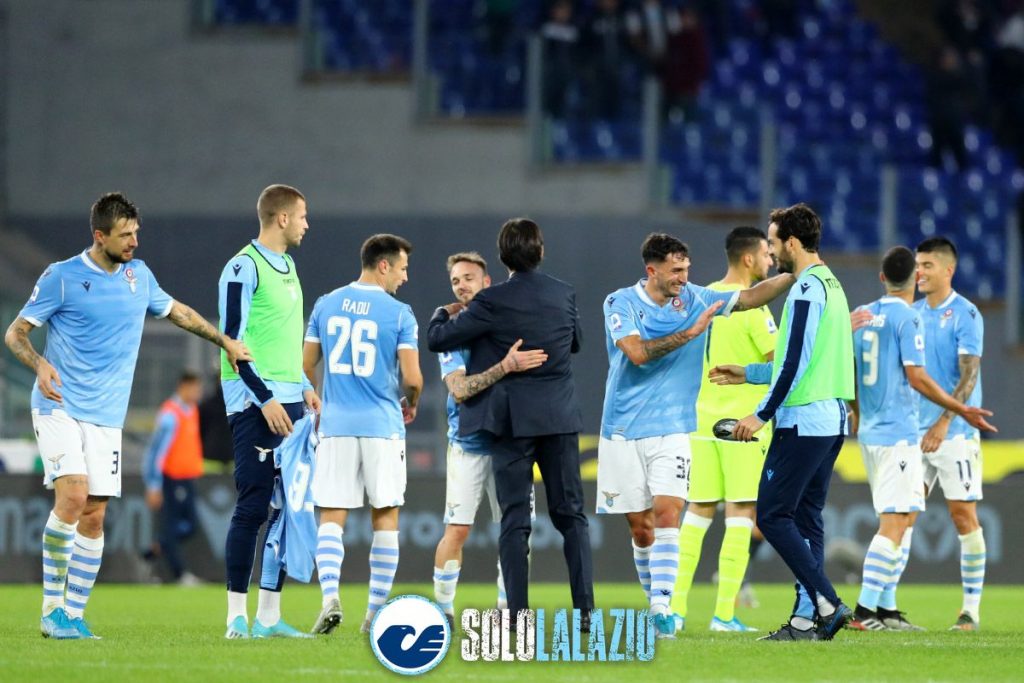 Lazio - Udinese, esultanza squadra