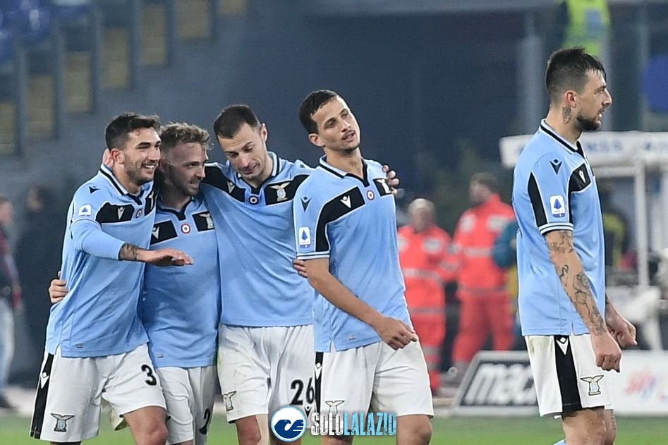 Lazio - Napoli, esultanza squadra