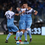 Lazio-Bologna, esultanza squadra