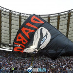 Lazio - Roma, bandierone Diabolik